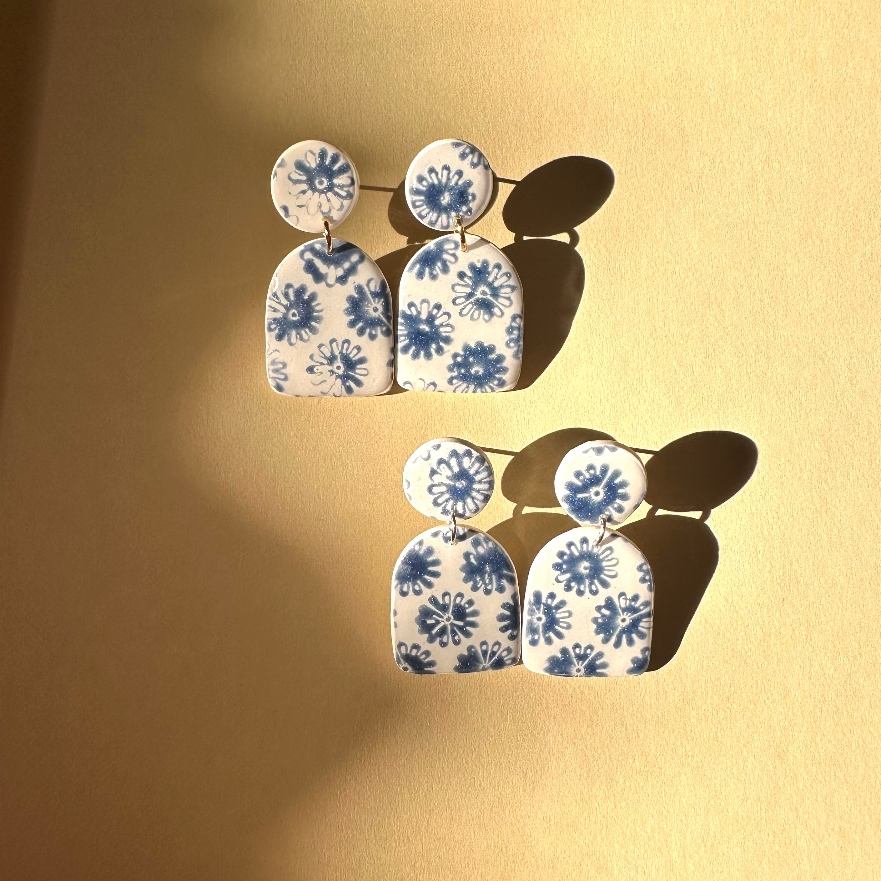 Blue Floral Dangles