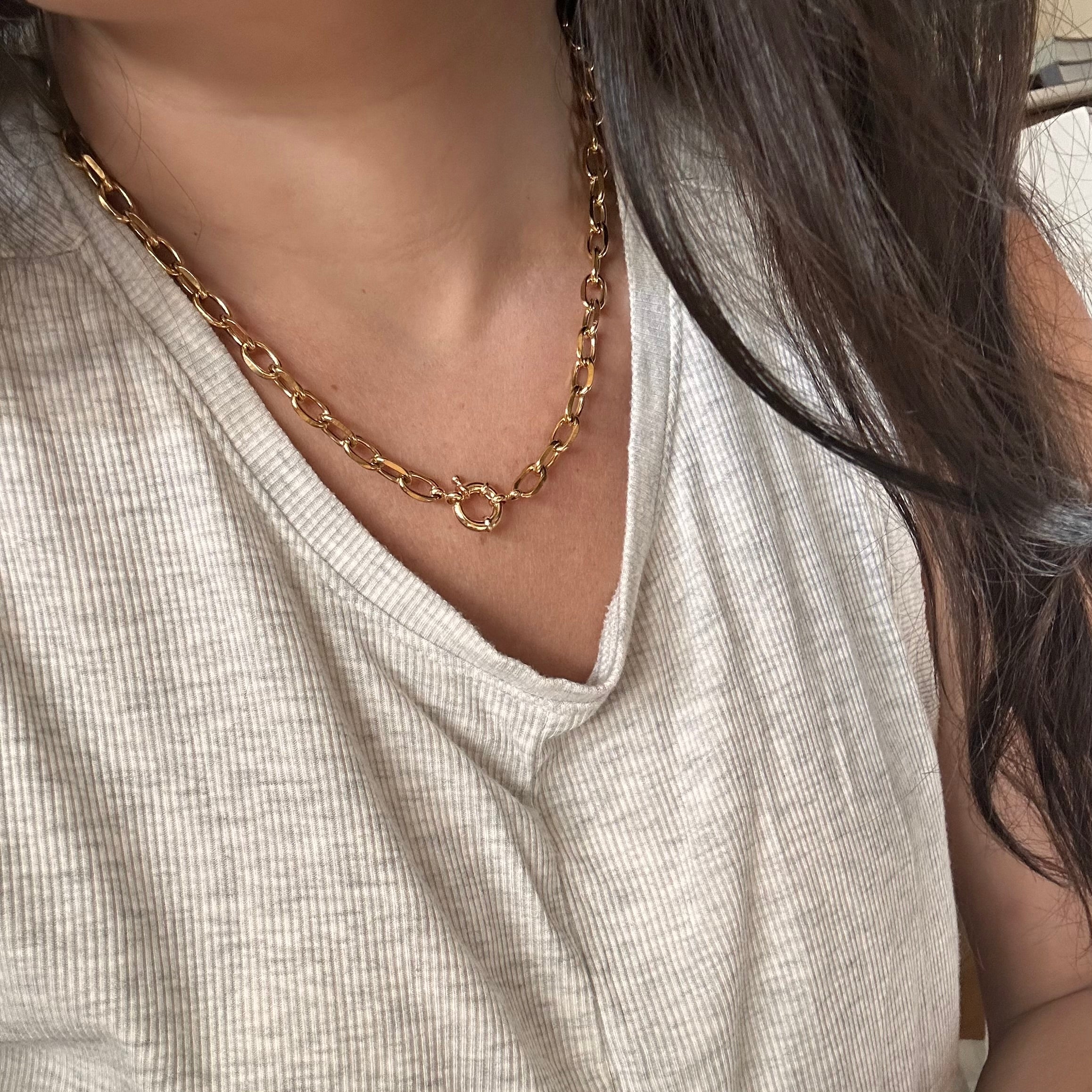 Gold Plated Thick Chain Necklace