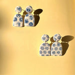 Load image into Gallery viewer, Blue Floral Dangles
