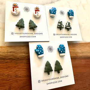 2 Pair Holiday Shape Stud Pack