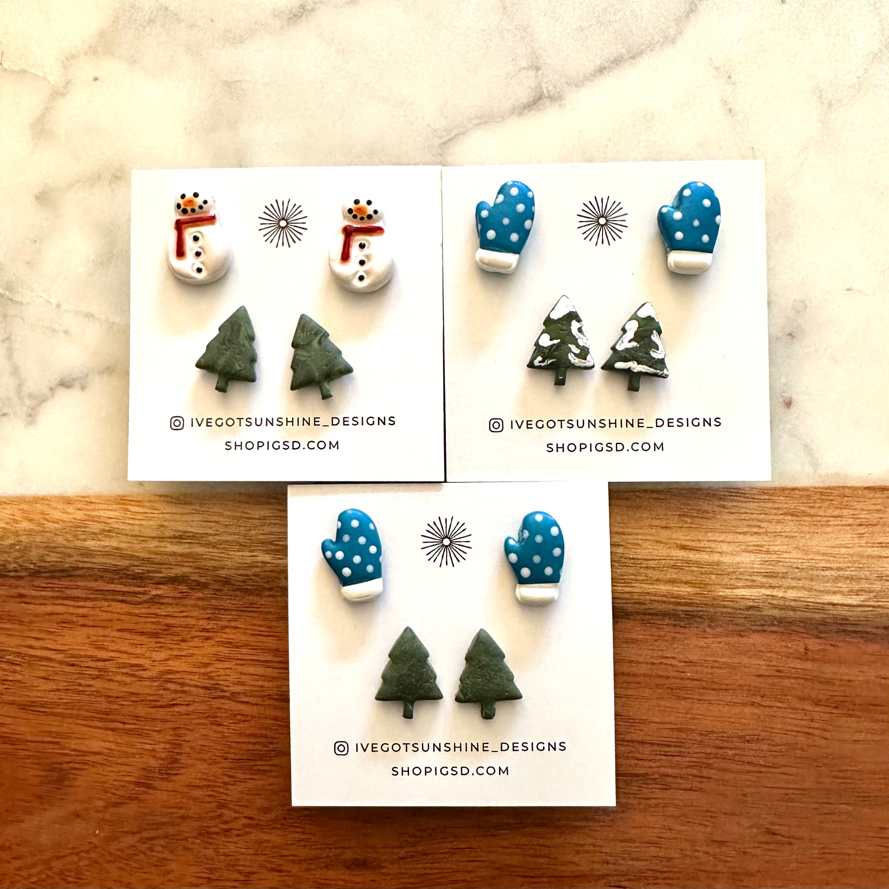 2 Pair Holiday Shape Stud Pack