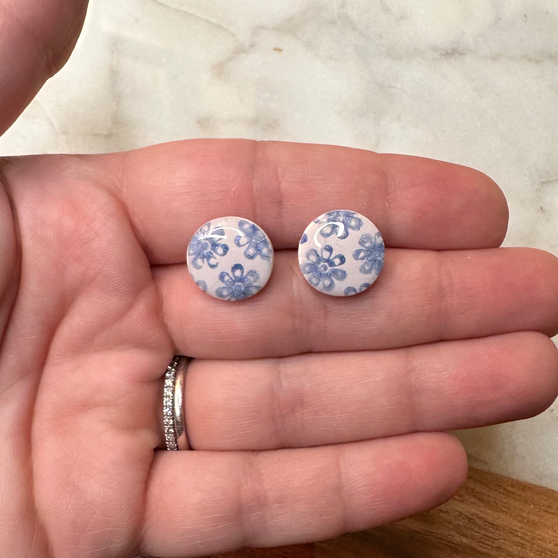 Blue Floral Dangles